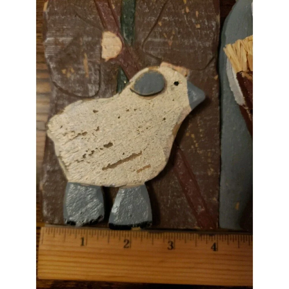 Nativity Wood Painted Trifold Folk Art Christmas Triptych Manger Creche Holiday